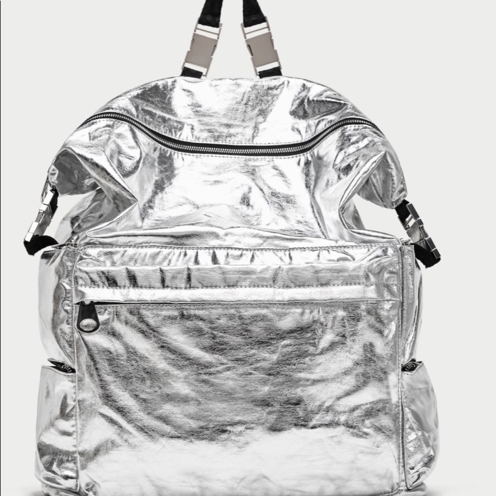 Zara limited edition silver metallic backpcak